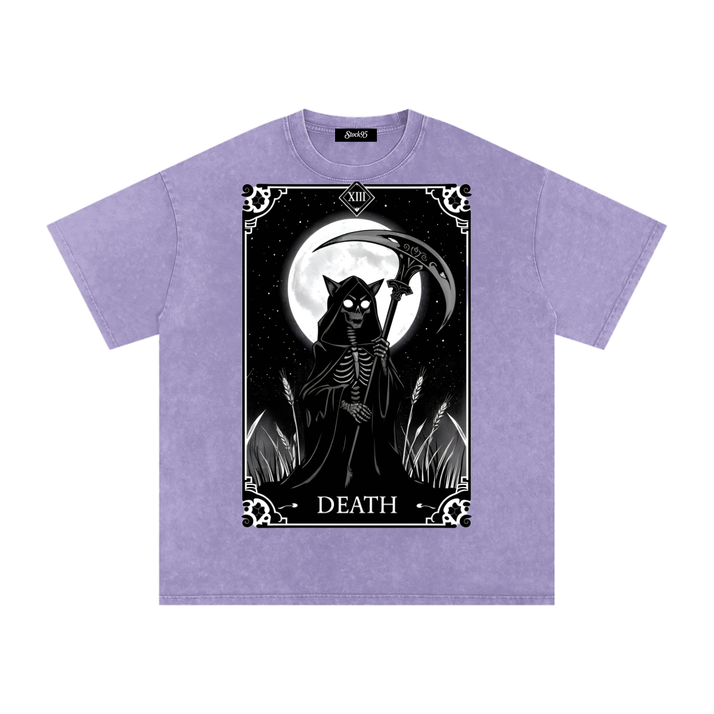 Death Tarot 9 Lives - Customized Snow Washed Oversized Cotton T-Shirt