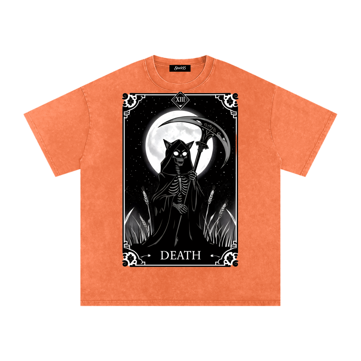 Death Tarot 9 Lives - Customized Snow Washed Oversized Cotton T-Shirt