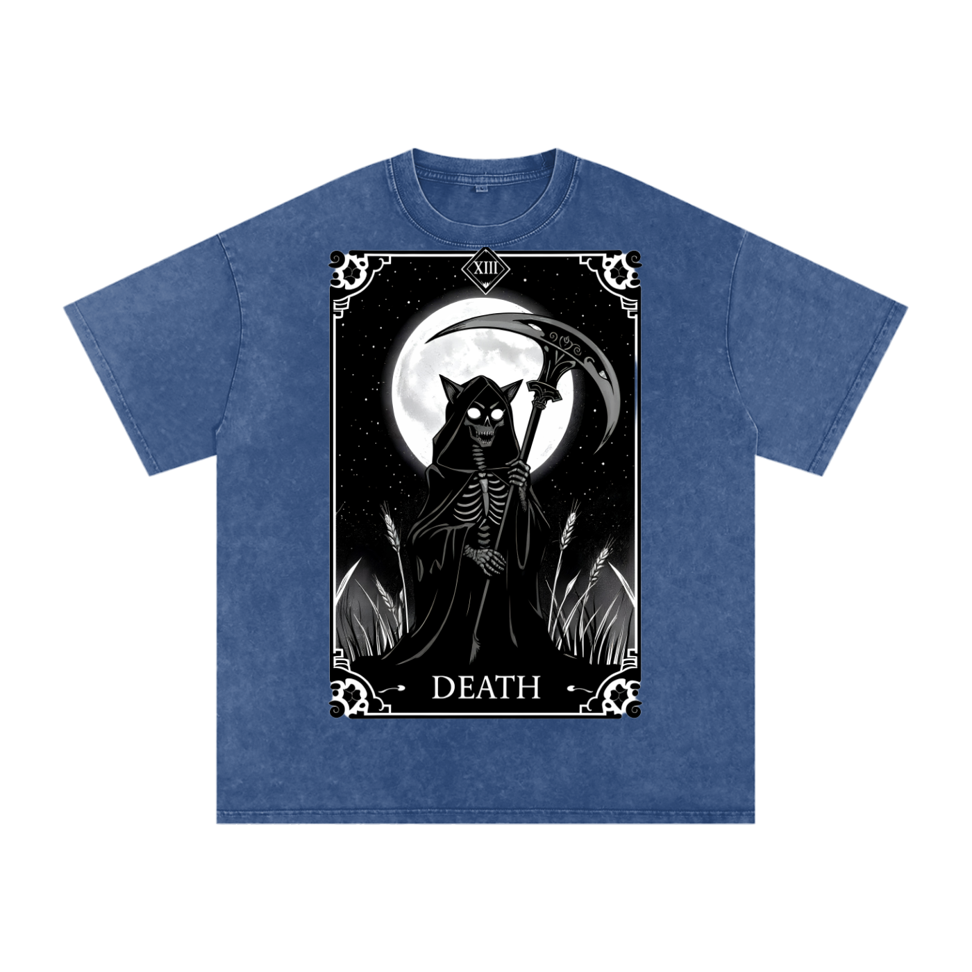 Death Tarot 9 Lives - Customized Snow Washed Oversized Cotton T-Shirt