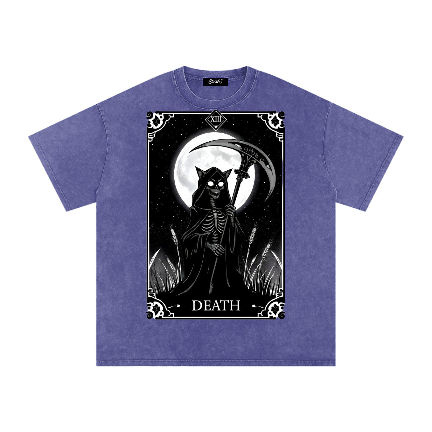 Death Tarot 9 Lives - Customized Snow Washed Oversized Cotton T-Shirt