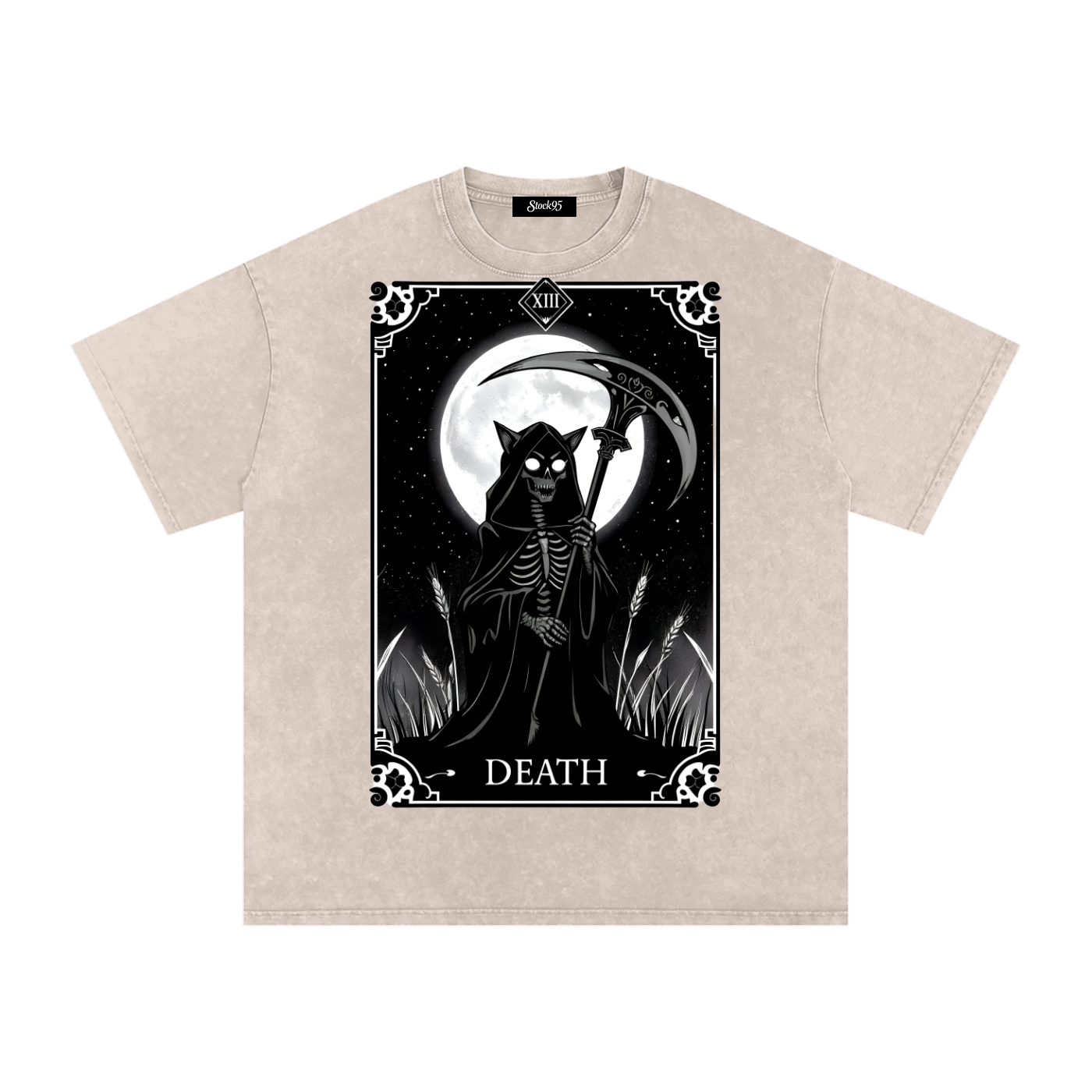 Death Tarot 9 Lives - Customized Snow Washed Oversized Cotton T-Shirt