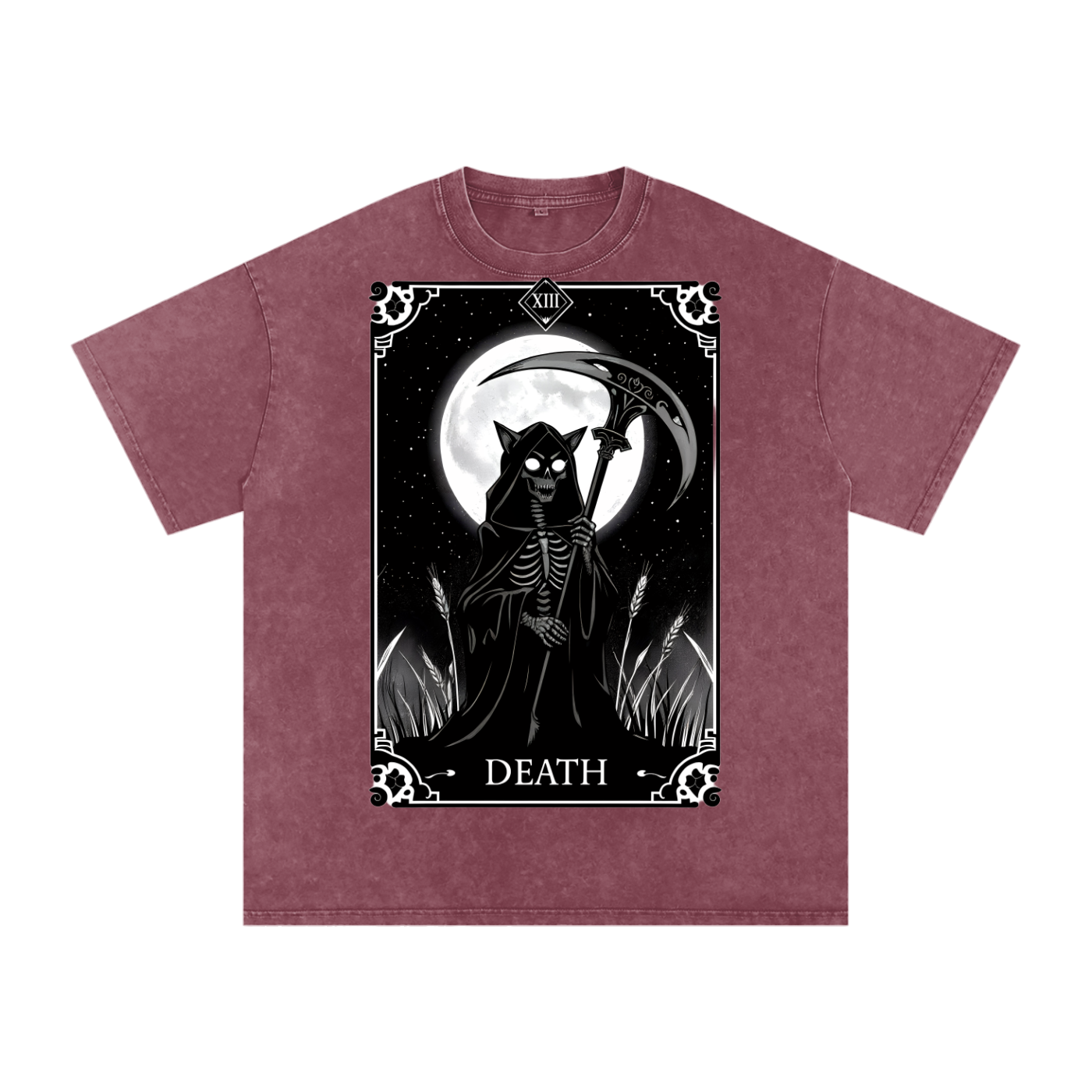 Death Tarot 9 Lives - Customized Snow Washed Oversized Cotton T-Shirt