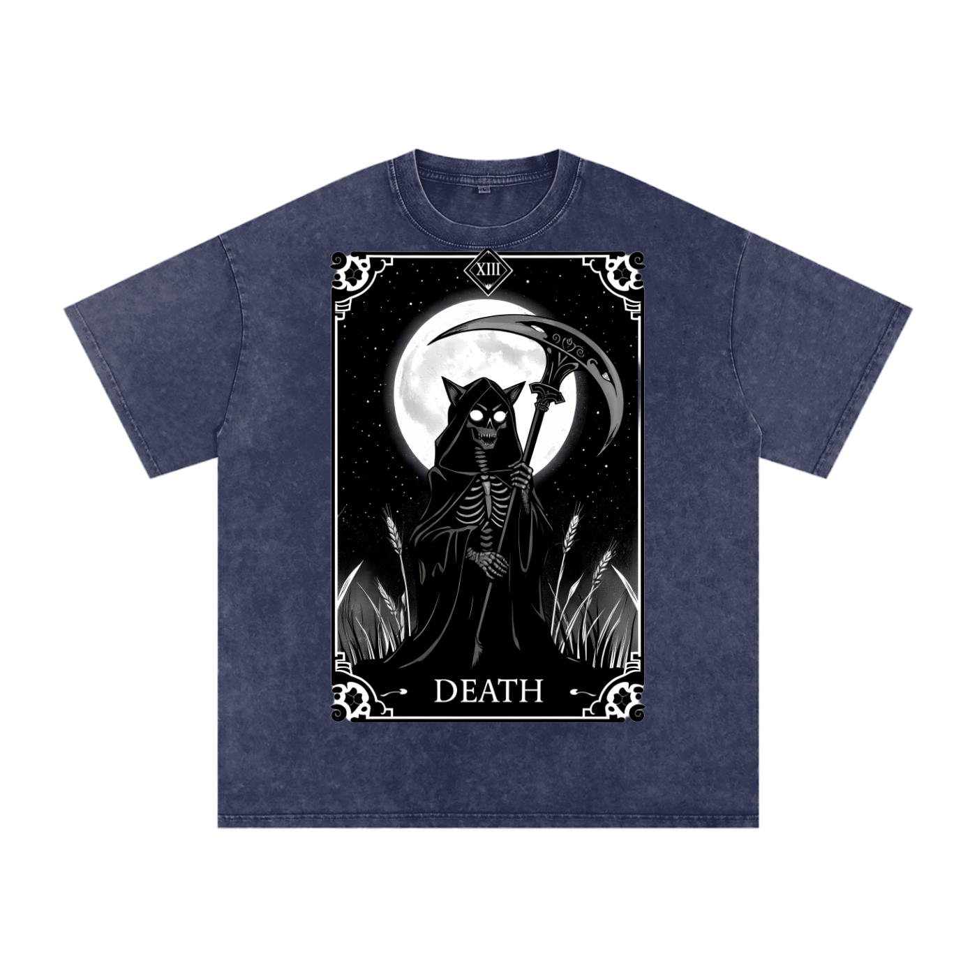 Death Tarot 9 Lives - Customized Snow Washed Oversized Cotton T-Shirt