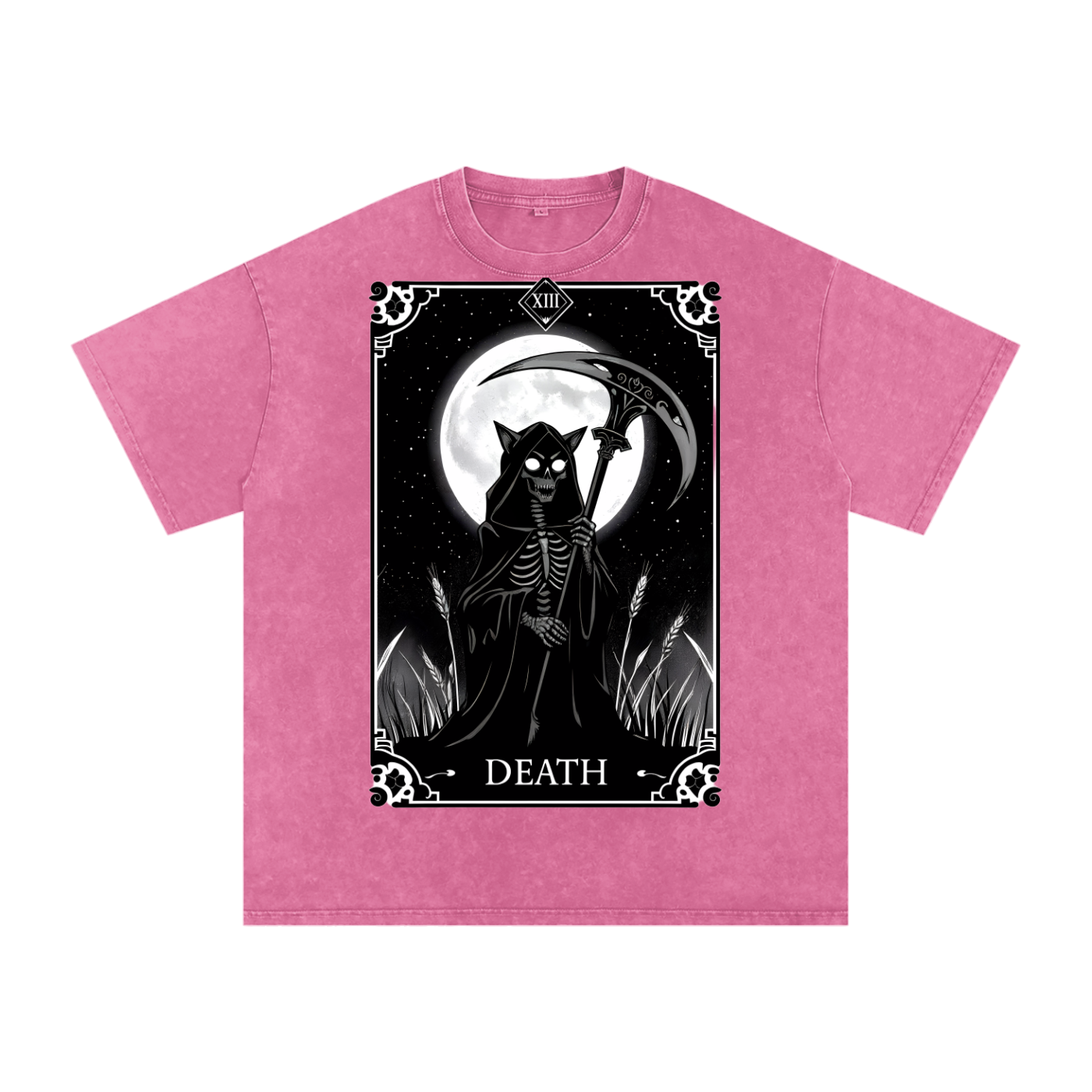 Death Tarot 9 Lives - Customized Snow Washed Oversized Cotton T-Shirt