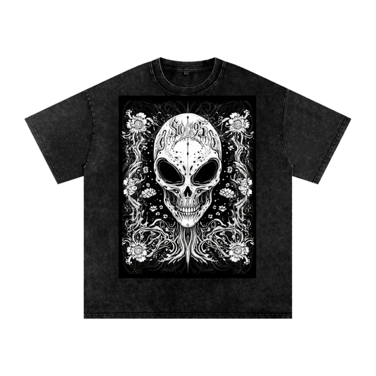 Aliens Exist - Customized Snow Washed Oversized Cotton T-Shirt