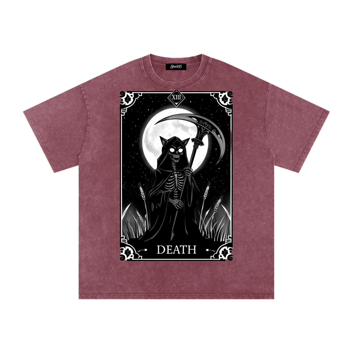 Death Tarot 9 Lives - Customized Snow Washed Oversized Cotton T-Shirt