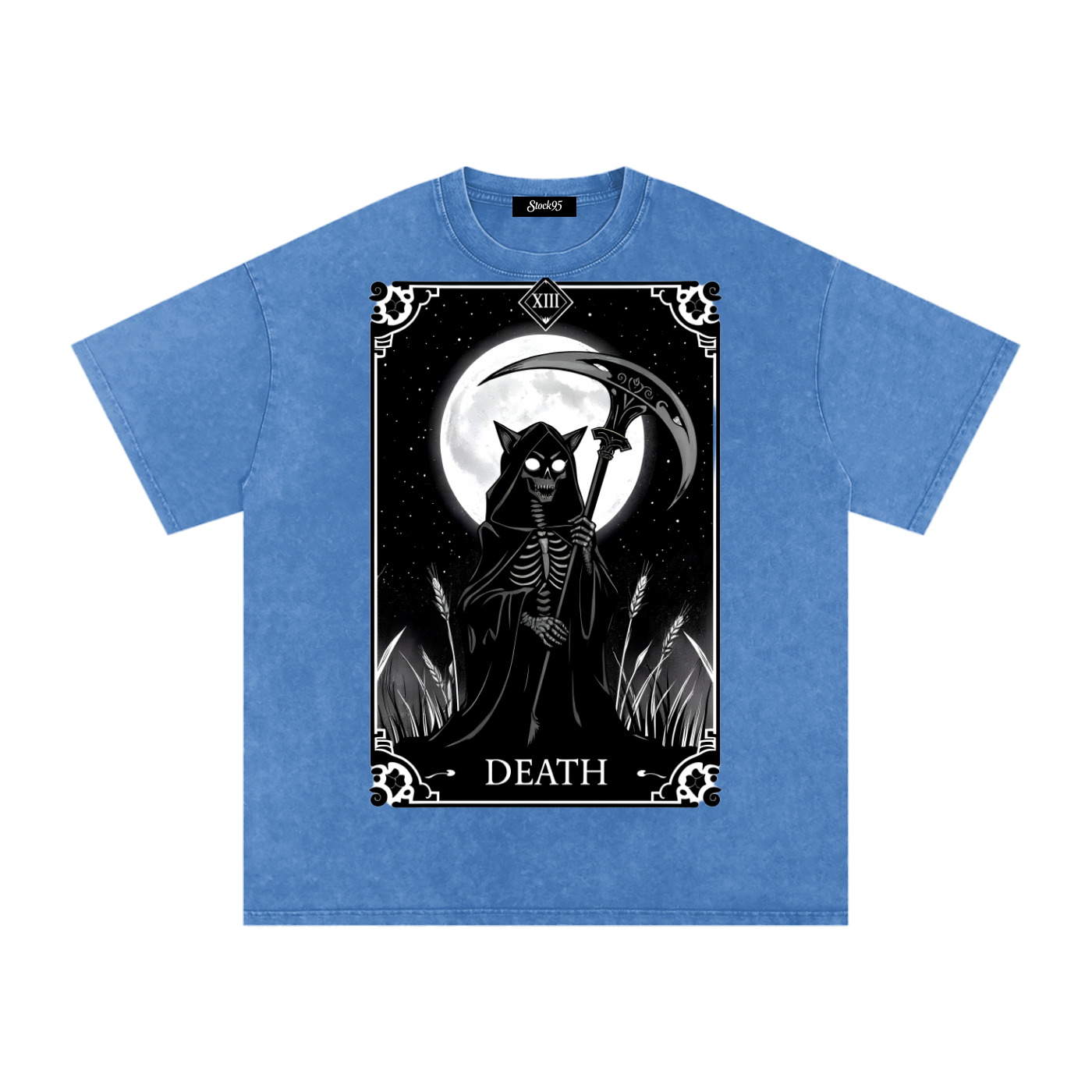 Death Tarot 9 Lives - Customized Snow Washed Oversized Cotton T-Shirt