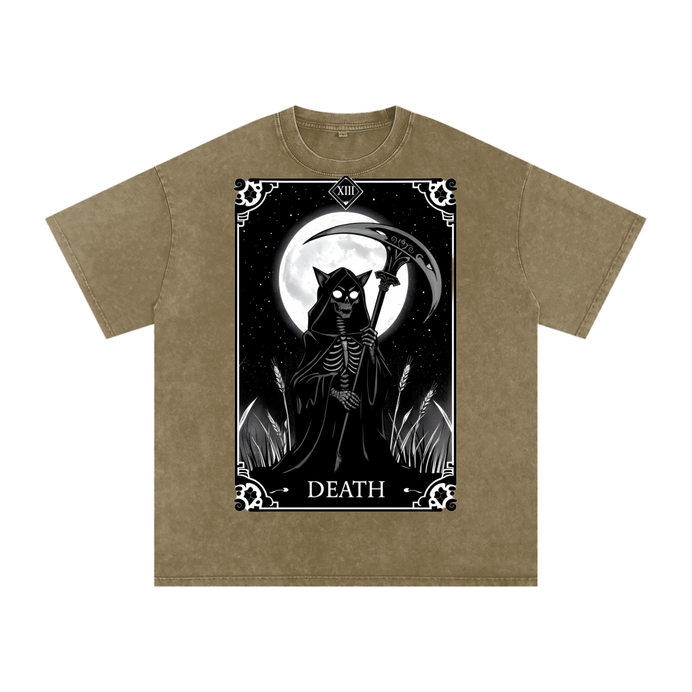 Death Tarot 9 Lives - Customized Snow Washed Oversized Cotton T-Shirt