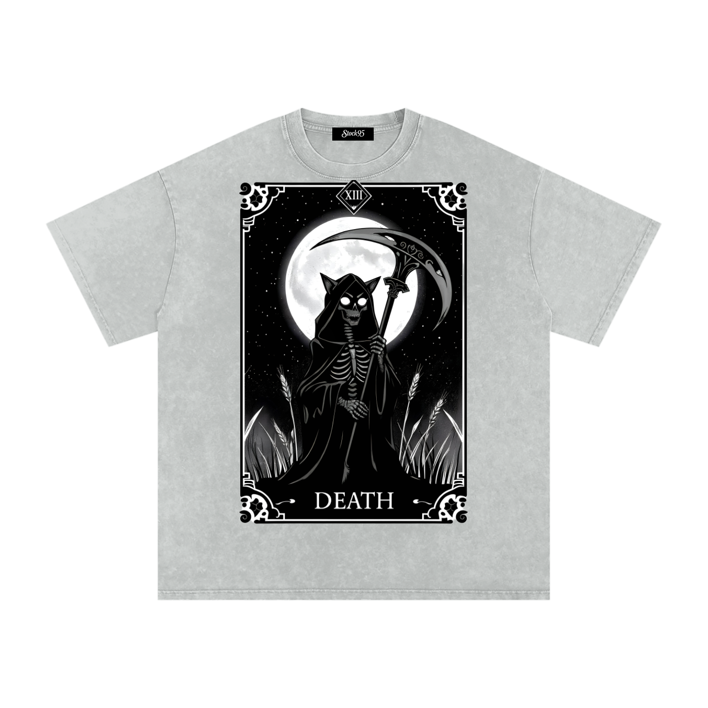 Death Tarot 9 Lives - Customized Snow Washed Oversized Cotton T-Shirt