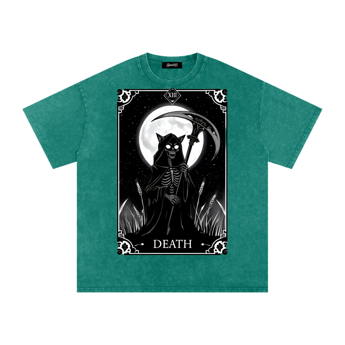 Death Tarot 9 Lives - Customized Snow Washed Oversized Cotton T-Shirt