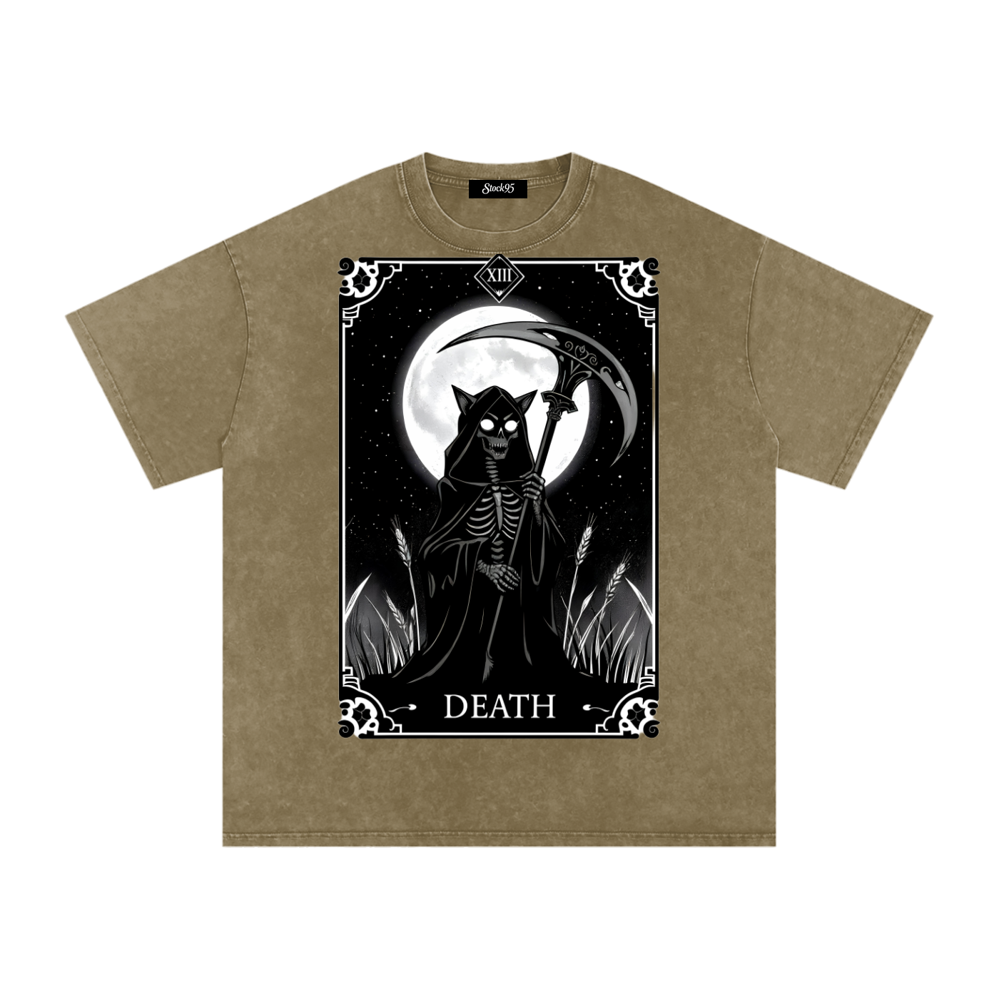 Death Tarot 9 Lives - Customized Snow Washed Oversized Cotton T-Shirt