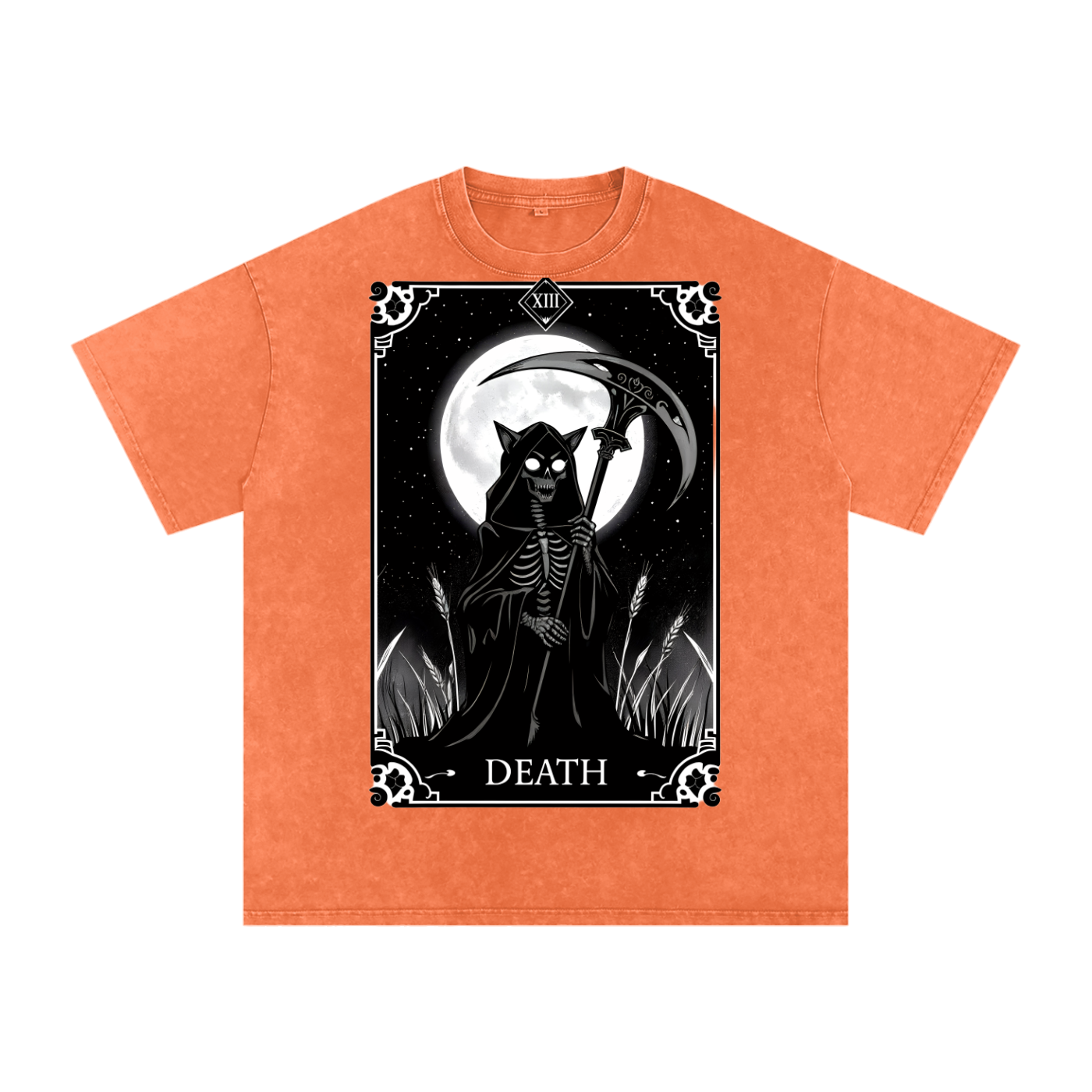Death Tarot 9 Lives - Customized Snow Washed Oversized Cotton T-Shirt