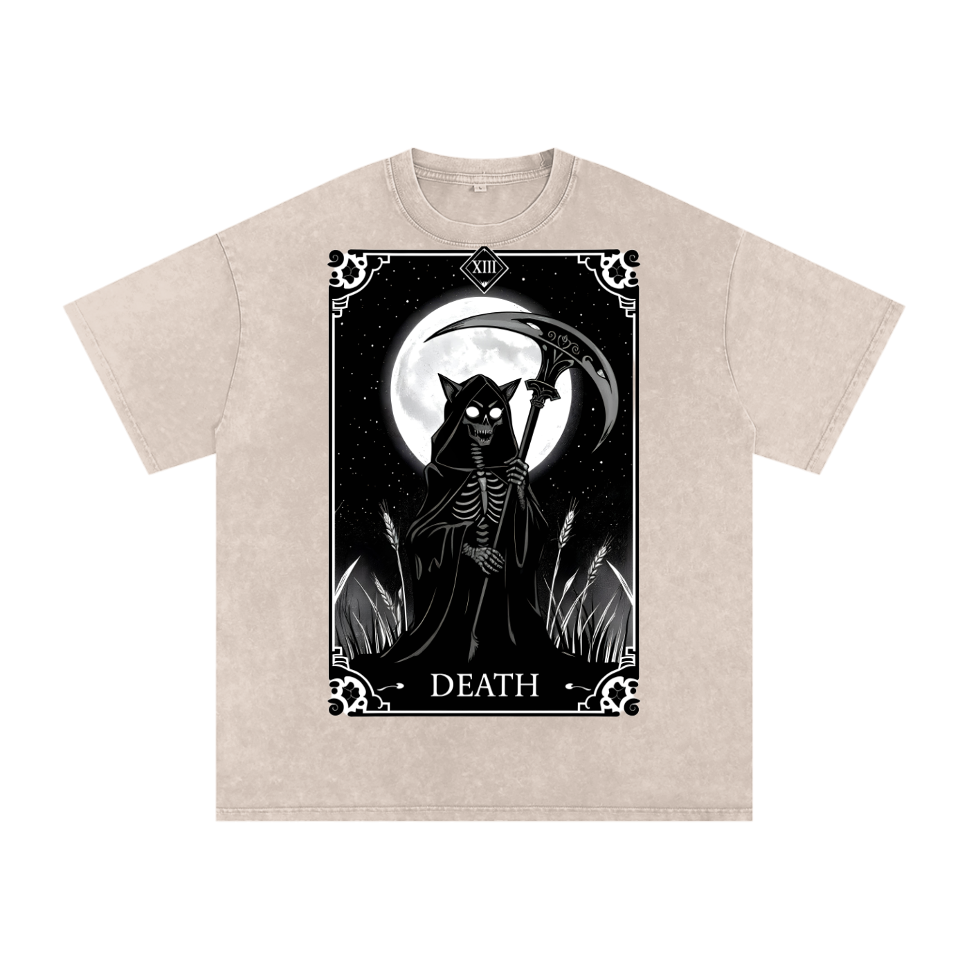 Death Tarot 9 Lives - Customized Snow Washed Oversized Cotton T-Shirt