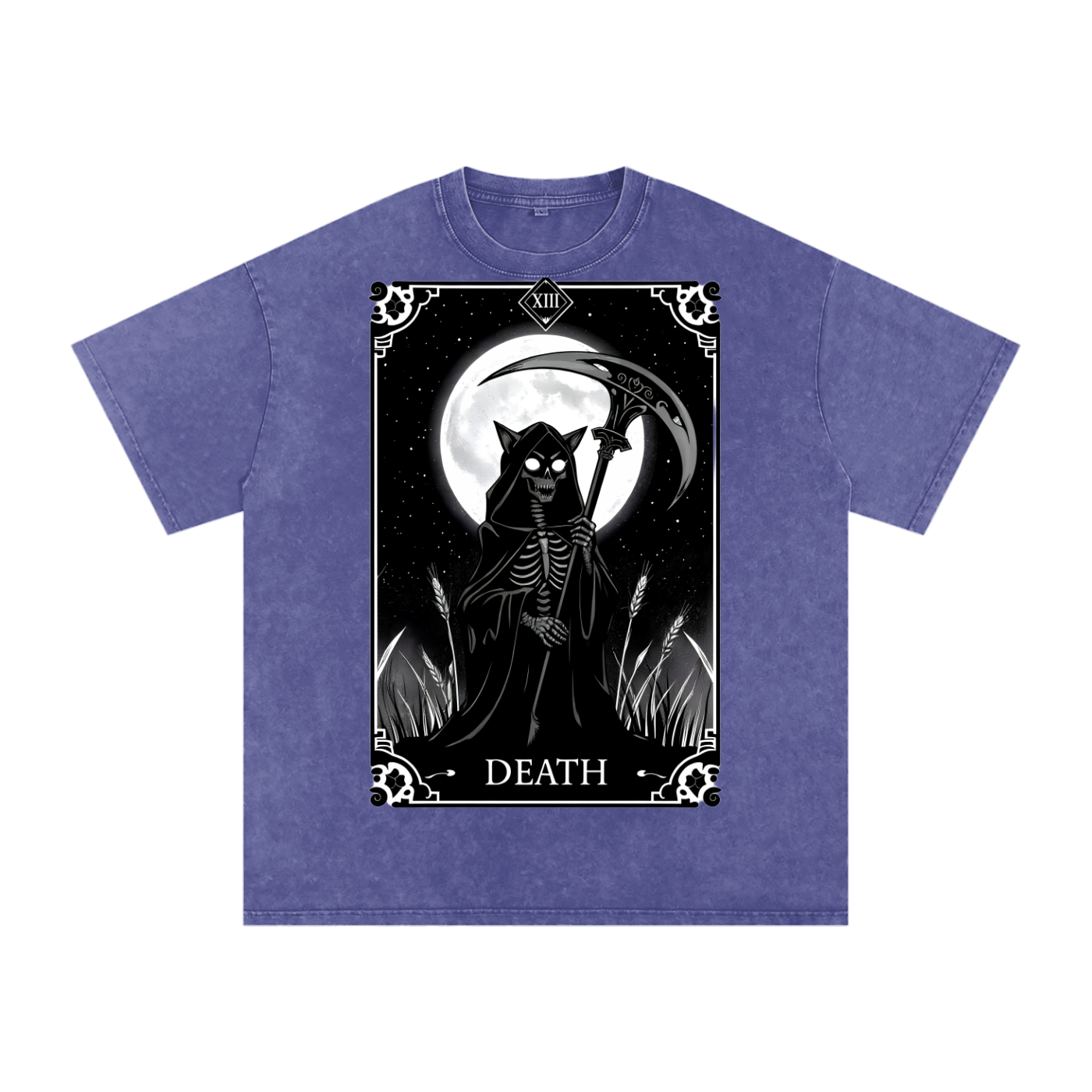 Death Tarot 9 Lives - Customized Snow Washed Oversized Cotton T-Shirt