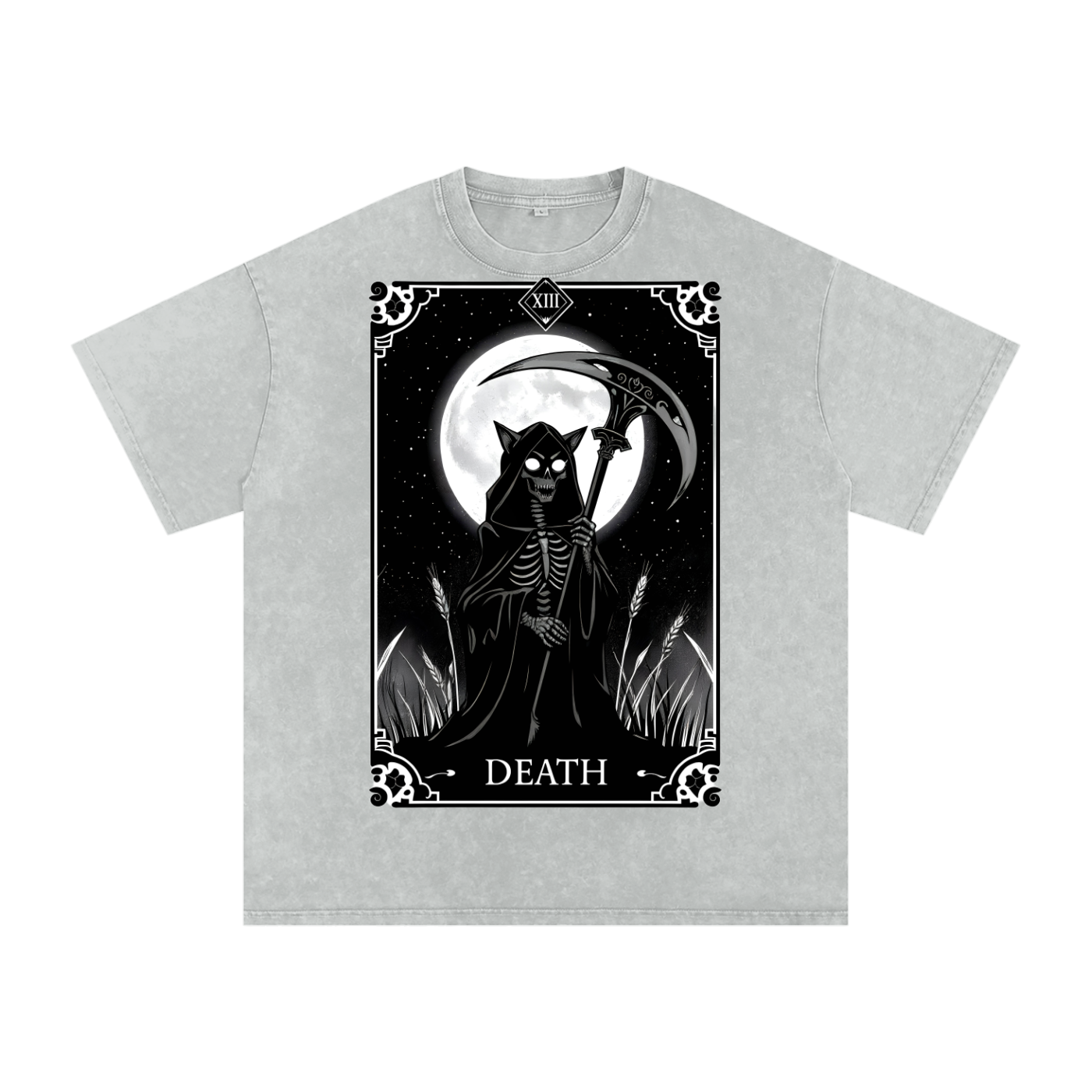 Death Tarot 9 Lives - Customized Snow Washed Oversized Cotton T-Shirt