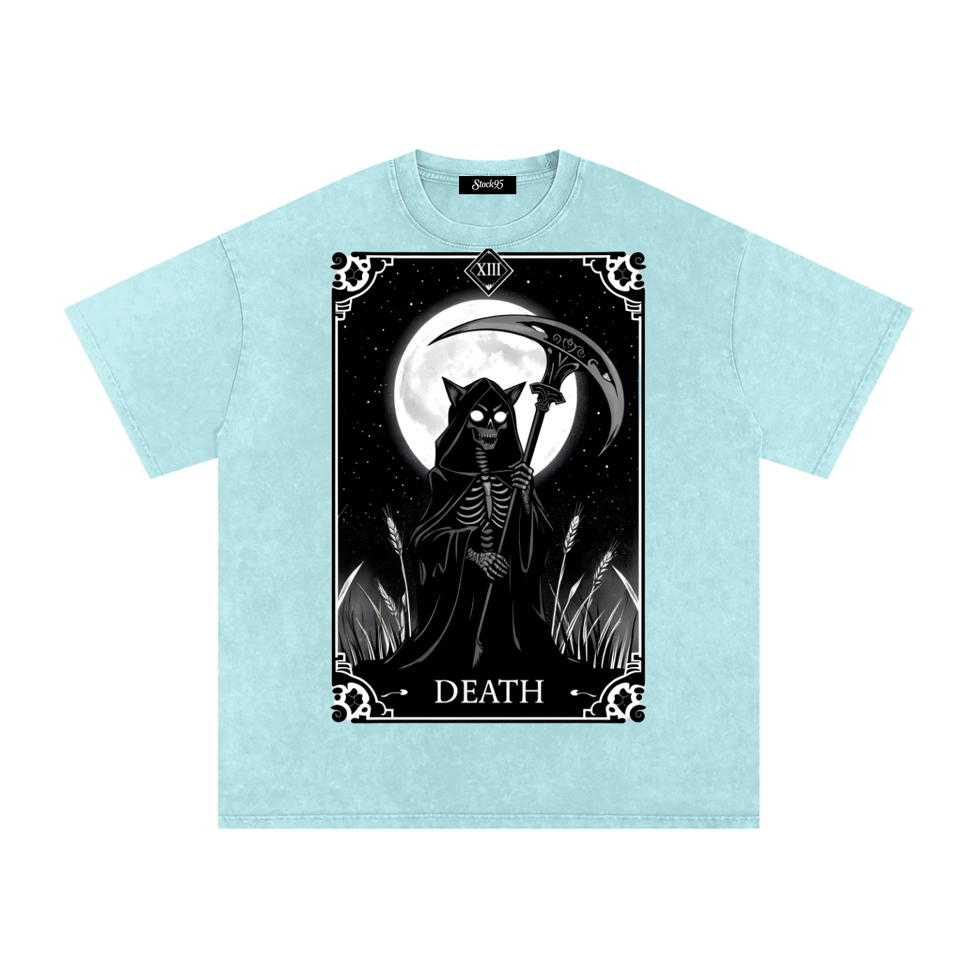 Death Tarot 9 Lives - Customized Snow Washed Oversized Cotton T-Shirt