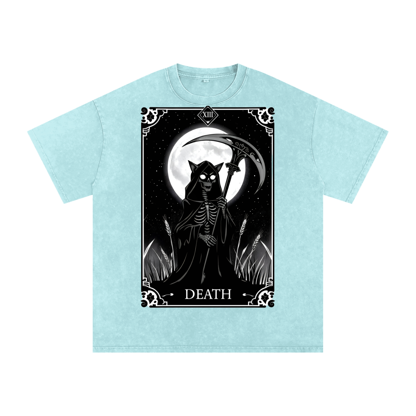 Death Tarot 9 Lives - Customized Snow Washed Oversized Cotton T-Shirt