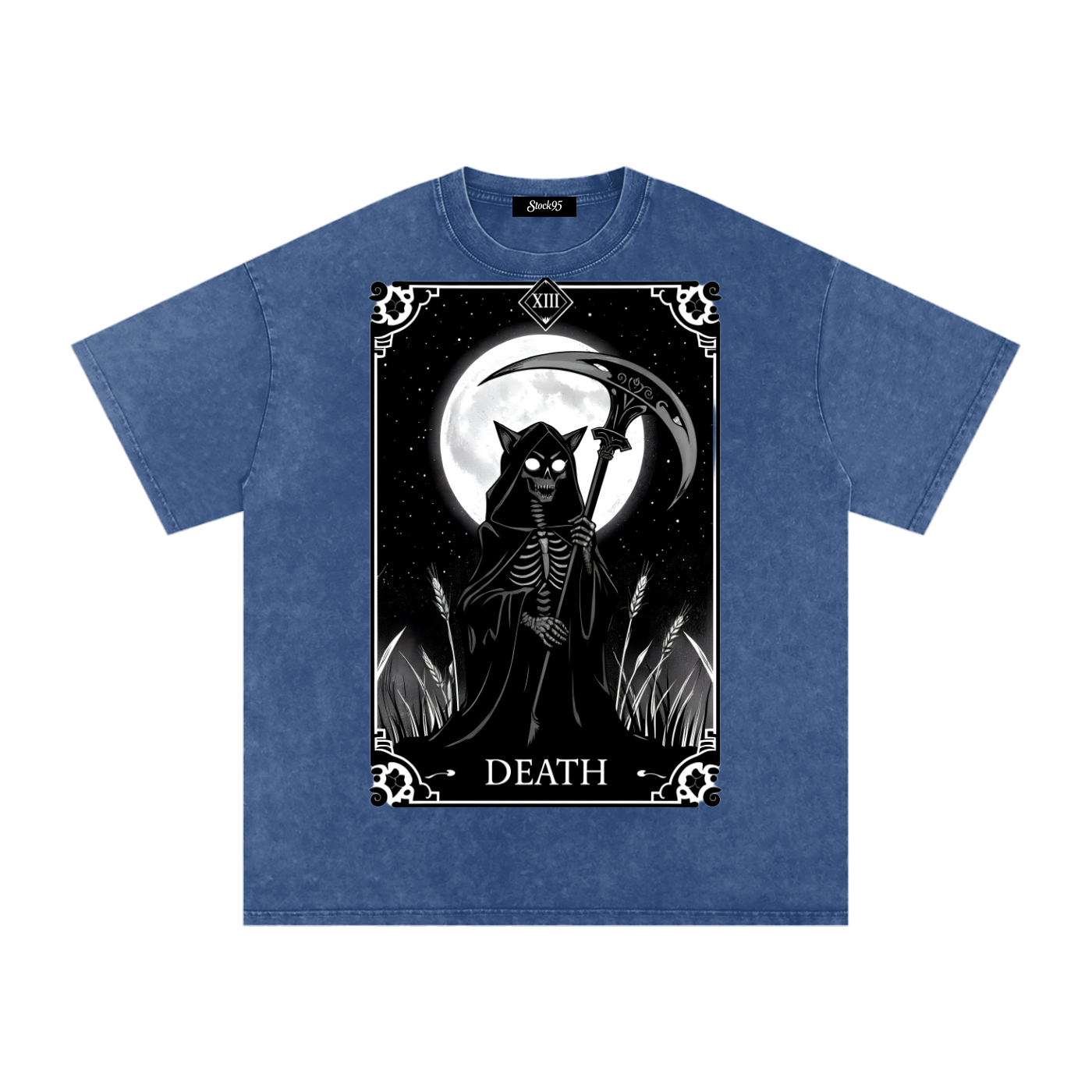 Death Tarot 9 Lives - Customized Snow Washed Oversized Cotton T-Shirt