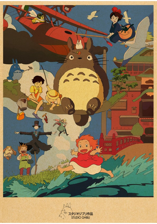 Stock95™ - Studio Ghibli Anime Spirited Away Totoro Cartoon Ponyo Retr